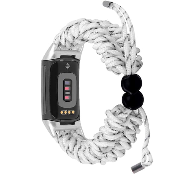 Fitbit Charge 5 elastisk klokkerem i nylon - Hvit / Grå White