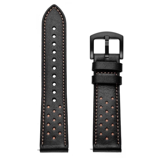 Huawei Watch GT 2 42mm holes design genuine leather watch band - Svart