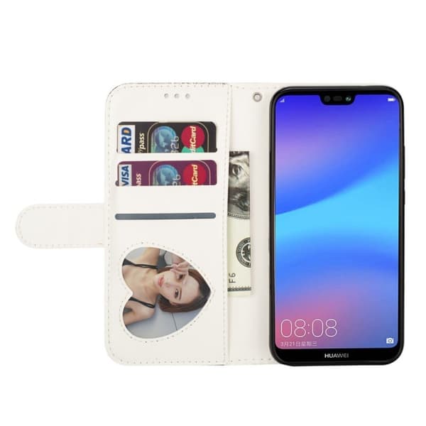 Zipper läder Huawei P20 Lite fodral med plånbok - Silver/Grå Silvergrå