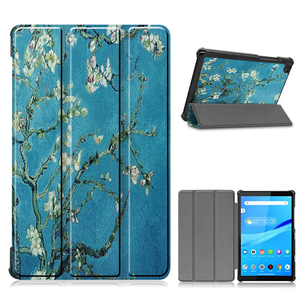 Lenovo Tab M8 flipfodral i läder med trefaldigt mönster - Blomma multifärg