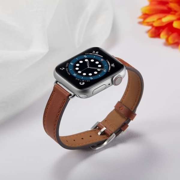Apple Watch 40 mm urrem i enkelt læder - Brun Brown