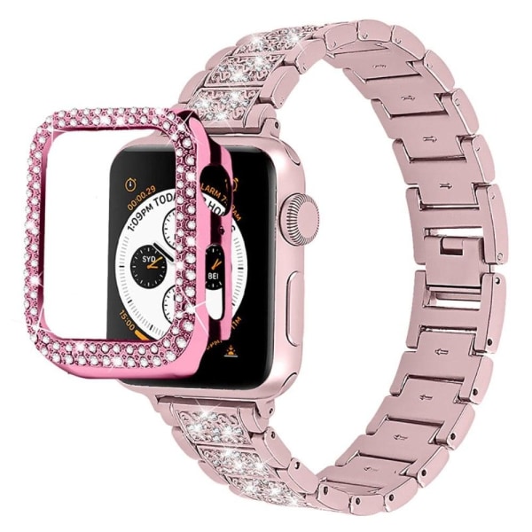 Apple Watch (45mm) 3 bead rhinestone décor watch strap with cove Pink