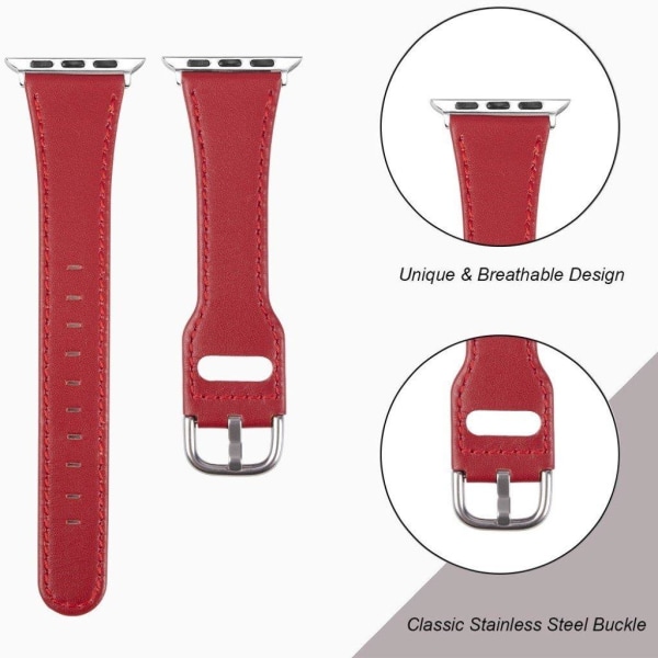 Apple Watch Series 3/2/1 38mm urrem i ægte læder - Rød Red