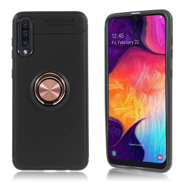 Samsung Galaxy A50 finger rings fodral - Svart / Rosenröd Svart