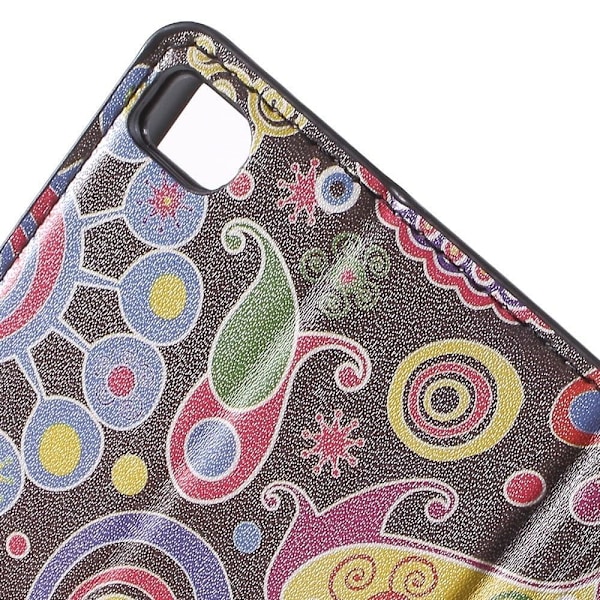 Moberg Huawei Ascend P8 Læder Etui Med Kortholder - Mønsteret Blomster Multicolor