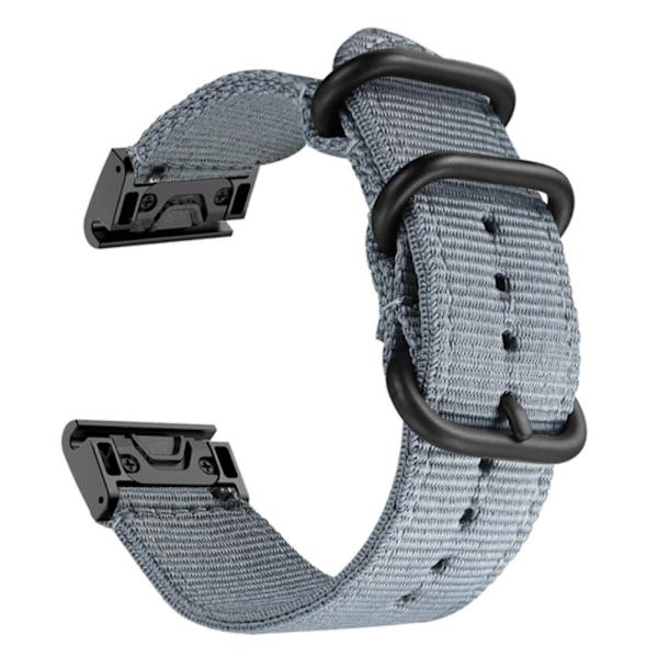 26mm nylon ranneke Garmin kellolle - Harmaa Silver grey