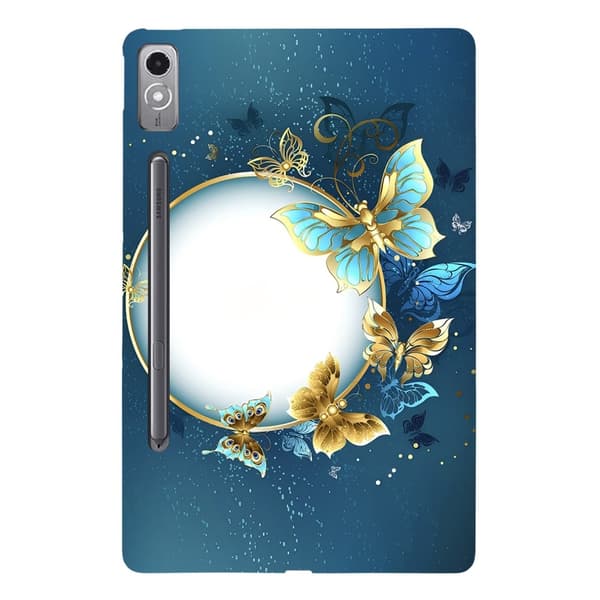 Lenovo Tab P12 Flexible Case Pattern Printing Slim Tablet Protective Cover - Moon And Butterfly Blue