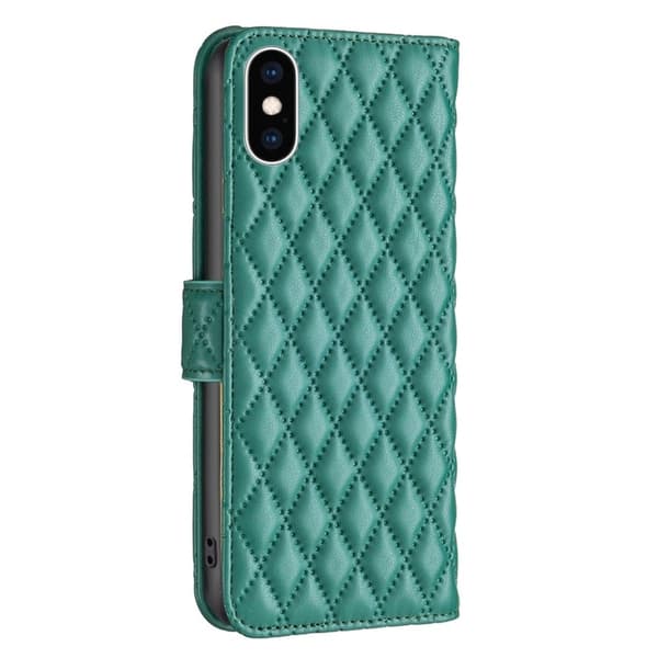 Rombemønster, matt flip-deksel for iPhone Xs Max - Grønn Green