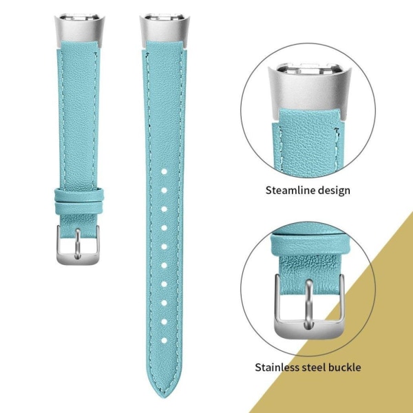 Samsung Galaxy Fit cowhide leather watch band - Baby Blue Blå