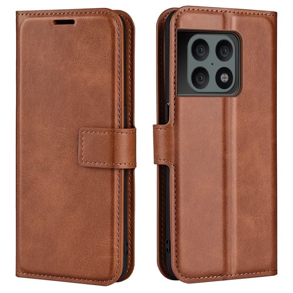 Læretui med Lommebok til OnePlus 10 Pro - Lysebrun Brown