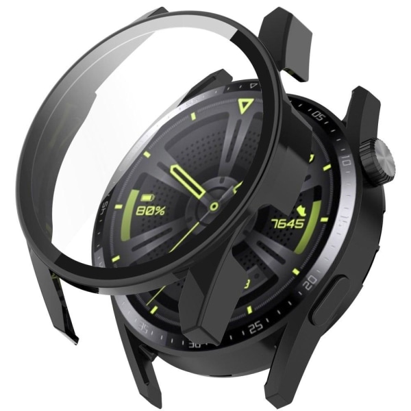 Huawei Watch GT 3 (42mm) TPU kehys + karkaistu lasi näytönsuoja - Musta Transparent