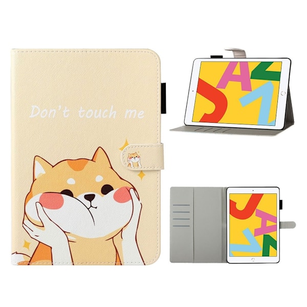 Mønstertryk Læder Pung stander etui iPad 10.2 (2021)/(2020)/(2019) / Air 10.5 inch (2019) - Sød Hund Multicolor