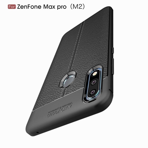 Asus ZenFone Max Pro (M2) litchi texture mjukt skal - svart Svart