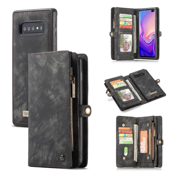 CASEME Samsung Galaxy S10 Plus multi-funktionelt split læderetui - Grå Silver grey