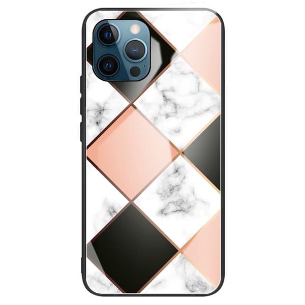 Fantasy Marmor iPhone 15 Plus skal - Svart / Rosa / Vit Diamantformad Rosa
