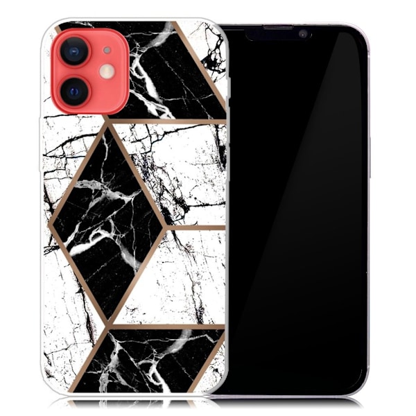 Marble design iPhone 13 cover - Sort Og Hvid Diamant Multicolor