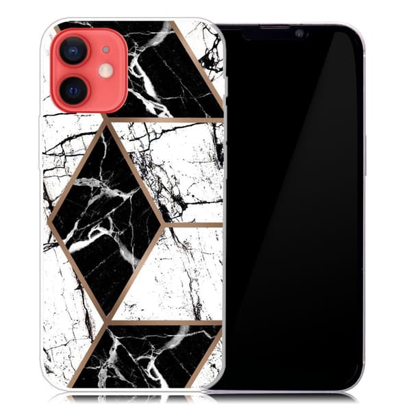 Marmormotiv iPhone 13 skal - Svart Och Vit Diamant multifärg