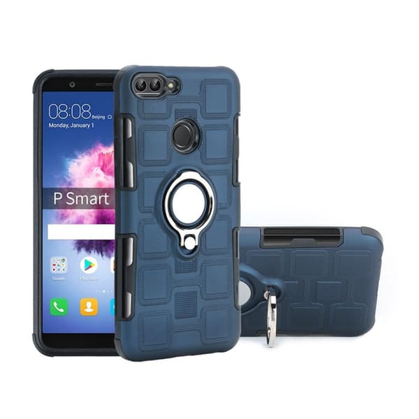 Huawei P Smart Geometrisk Mønster Hybrid Etui - Mörkblå Blue