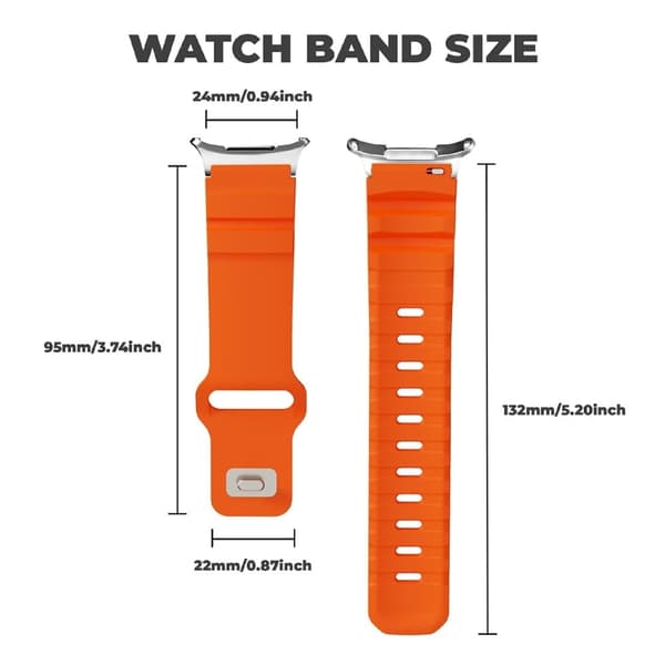 Samsung Galaxy Watch Ultra 47mm Fluorubber Strap Justerbart klockarmband - Svart + Silver Svart