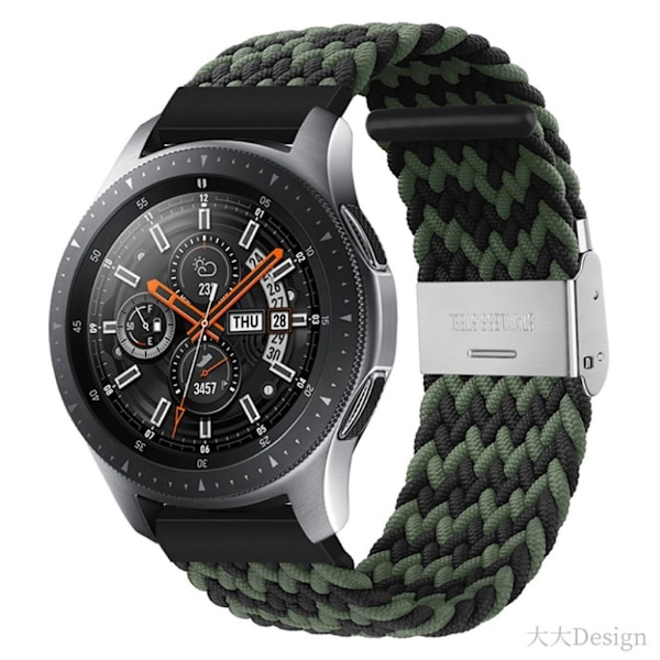 20 mm universellt elastiskt klockarmband i nylon - Svart / Grön Svart