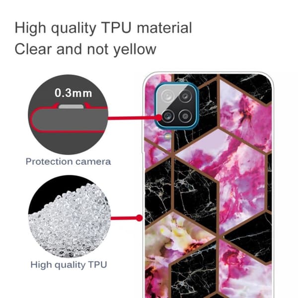 Marble Samsung Galaxy A42 5G Etui - Black og Rose Klinkekule Multicolor