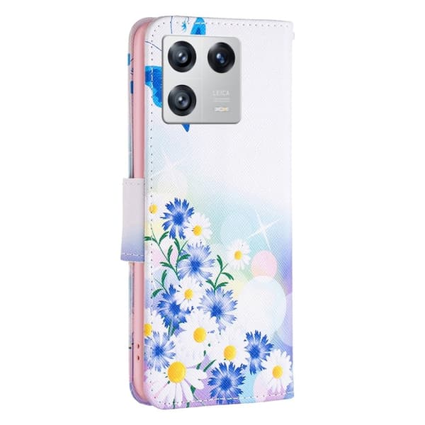 Wonderland Xiaomi 13 Flippetui - Sommerfugl og Blomster Pink