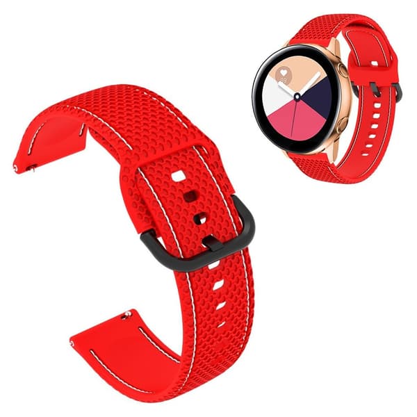 20mm Universal farve syning linje silikone urrem - Rød / Hvid Red