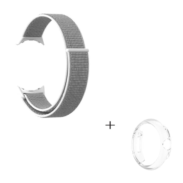 Google Pixel Watch klockarmband i nylon med transparent hölje - Grå / Vit Silvergrå