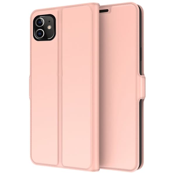 Glatt og tynt premium PU-skinnetui for iPhone 12 / iPhone 12 Pro - Rose Gull Pink