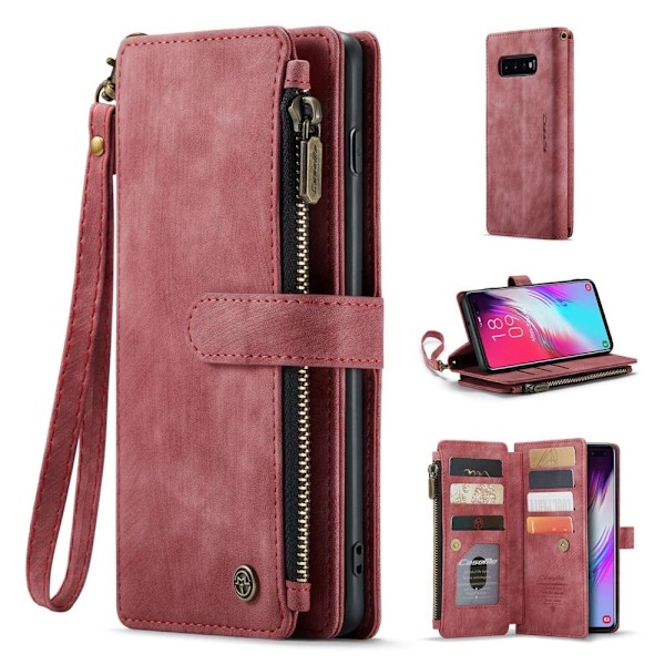 CaseMe Samsung Galaxy S10 Plus etui med lynlås og pung - Rød Red