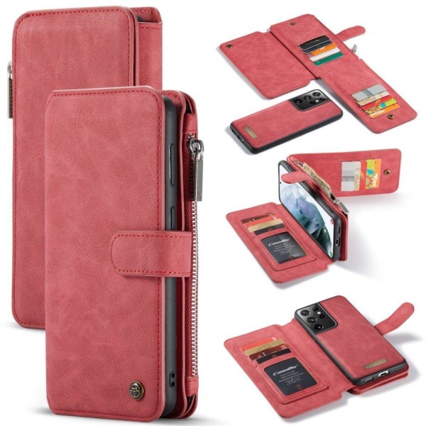 CaseMe Samsung Galaxy S21 Ultra Retro lompakko - Punainen Red