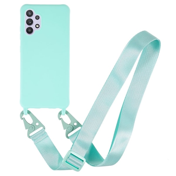 Tyndt TPU-etui med mat finish og justerbar strop til Samsung Galaxy A32 - Lysegrøn Green
