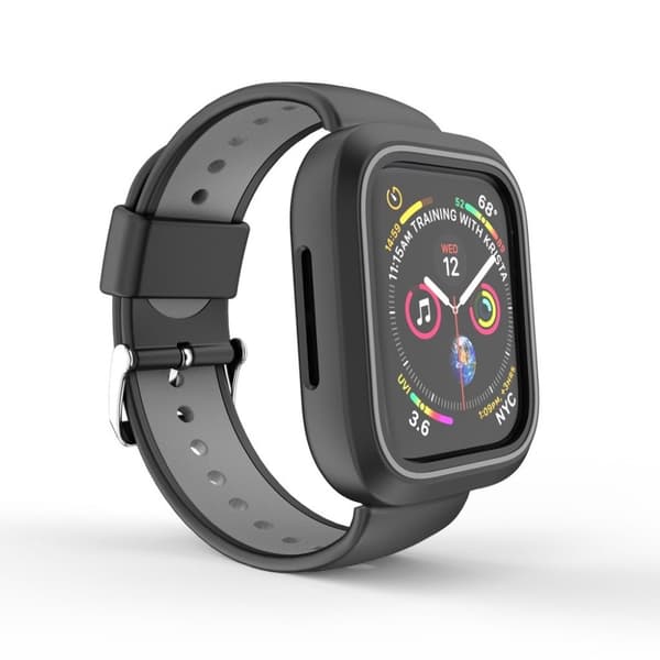 Apple Watch 38mm kaksivärinen silikonikehys ja ranneke - Musta / Harmaa Silver grey