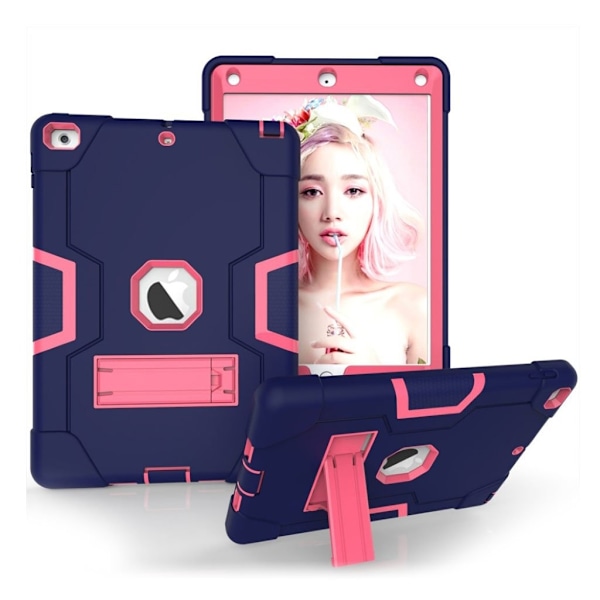 iPad (2017) bi-farve silikone hybrid etui - Rose / blå Multicolor