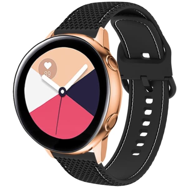 Samsung Galaxy Watch3 45mm / Garmin Forerunner 265 / Venu 3 Stitching Line Silicone Watch Band 22mm Wrist Strap - Sort + Sort Black