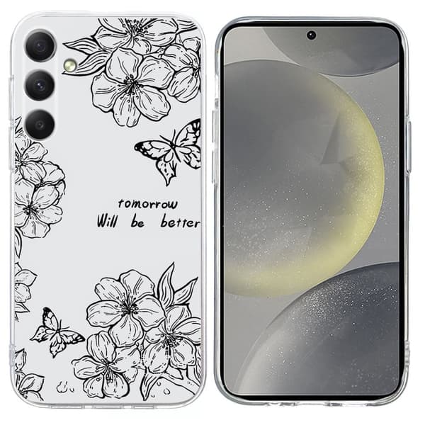 Vibe Samsung Galaxy S24 Plus cover - Sommerfugleblomst Black