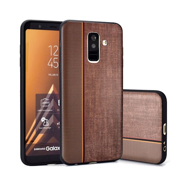 Samsung Galaxy A6 Plus (2018) farkku rakenne kuviollinen silikooni muovinen takasuoja kuori - Kahvi Brown