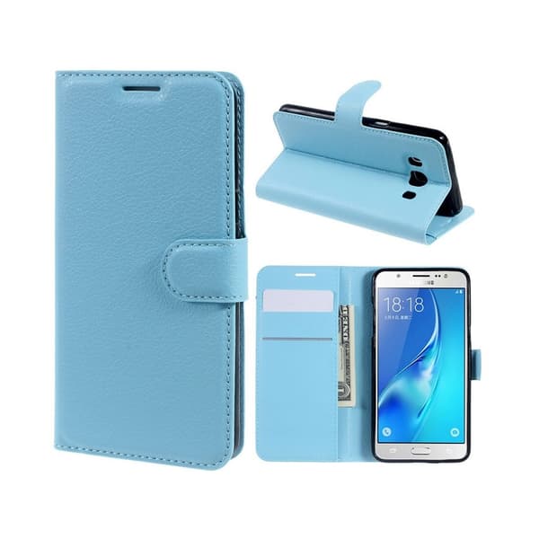 Mankell læder-etui med litchi overflade til Samsung Galaxy J5 (2016) - Blå Blue