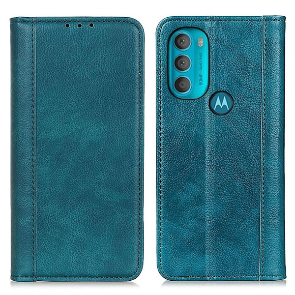 Äkta läder Motorola Moto G71 5G fodral med magnetisk stängning Grön