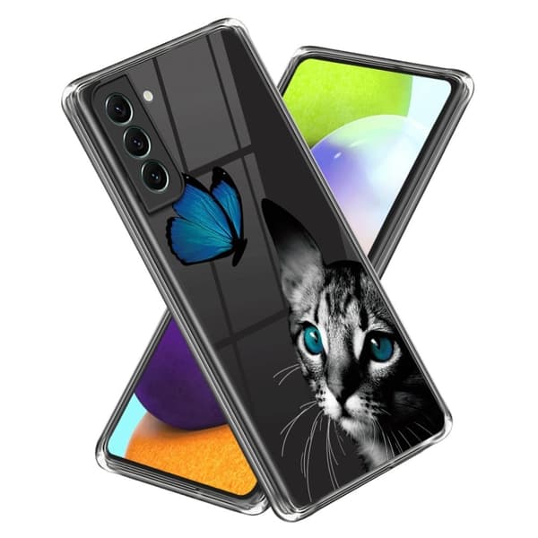 Deco Samsung Galaxy S24 Plus cover - Kat Og Sommerfugl Blue