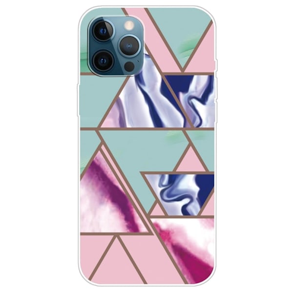 Marmordesign iPhone 14 Pro deksel - Trekant Blitz Mønster Multicolor