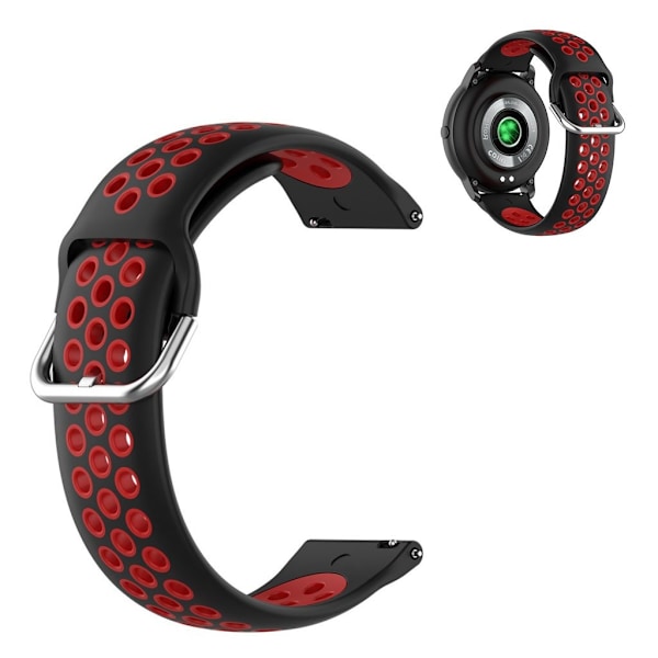 22mm Universal kaksivärinen urheilu silikoni ranneke - Musta / Punainen Red