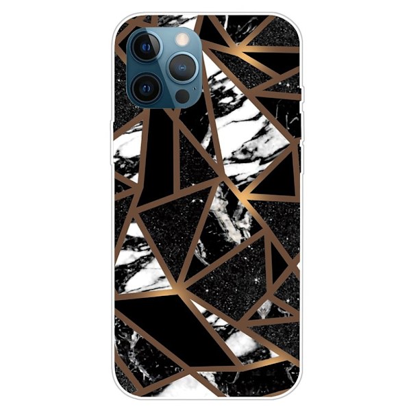 Marble iPhone 15 Plus Suojakotelo - Black Tile Fragments Black