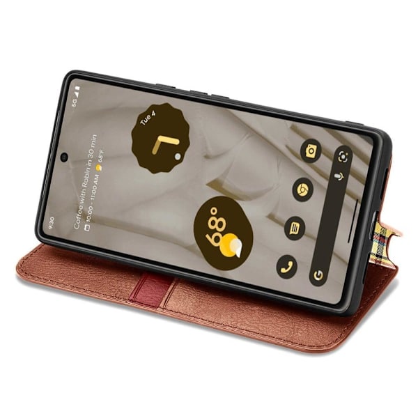 Læder Etui med A Stilfuldt Rhombus Tryk til Google Pixel 7a - Brun Brown