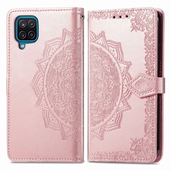 Mandala läder Samsung Galaxy A12 5G fodral - Rosa Rosa