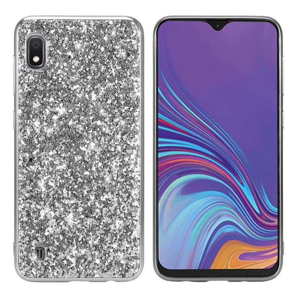 Glitter Samsung Galaxy A10 kuoret - Hopea Silver grey