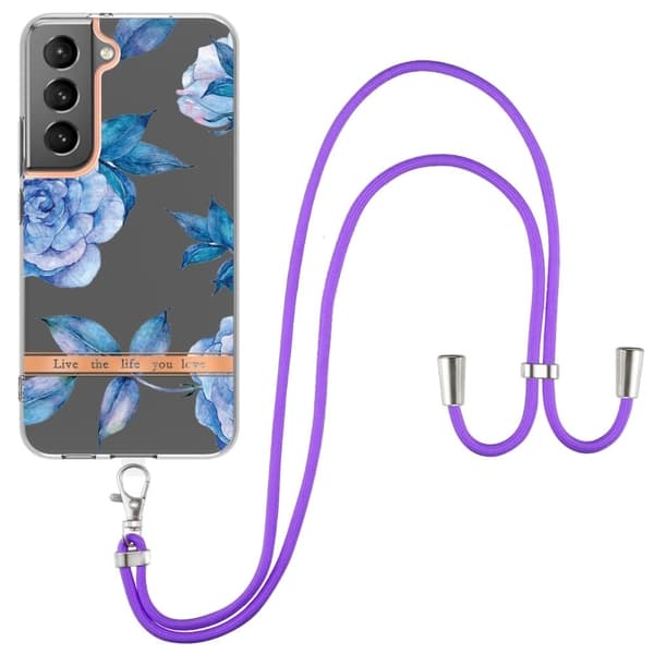 Slim og Holdbart Blødtcover med Snor til Samsung Galaxy S23 Plus - Hc003 Blå Pæon Blue