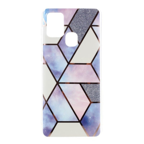 Marble design Samsung Galaxy A21s kotelot - Sininen / Valkoinen / Hopea Multicolor