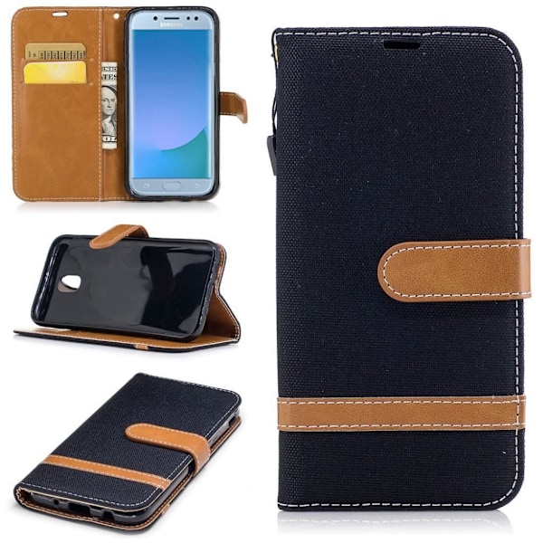 Samsung Galaxy J5 (2017) Stilrent og holdbart læder etui - Sort Black