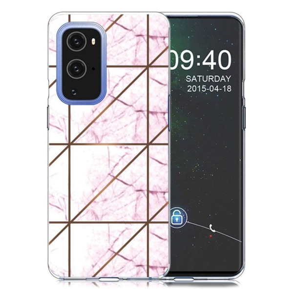 Marble OnePlus 9 Pro case - White in Square Strike Marble Pink